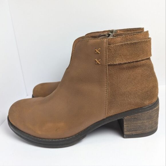 Skechers Waterproof Chesnut Brown Tan Leather Suede Ankle Booties Womens 8 - Picture 3 of 7